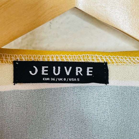 Jeuvre Cream Striped Wrap Crop Top Size Small - Picture 6 of 8